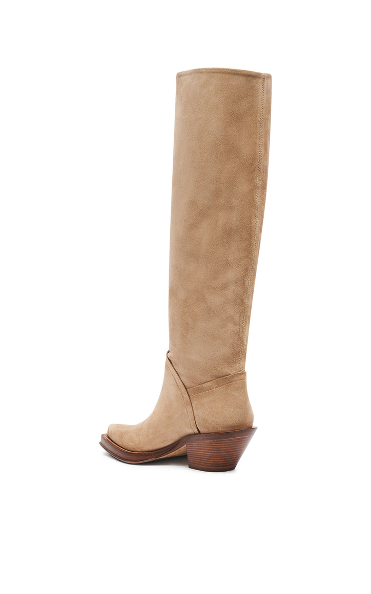 Camero Knee-High Cowboy Boot in Sand Suede