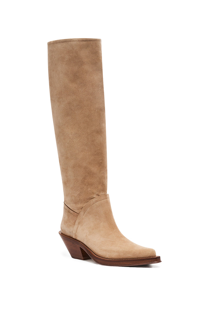 Camero Knee-High Cowboy Boot in Sand Suede