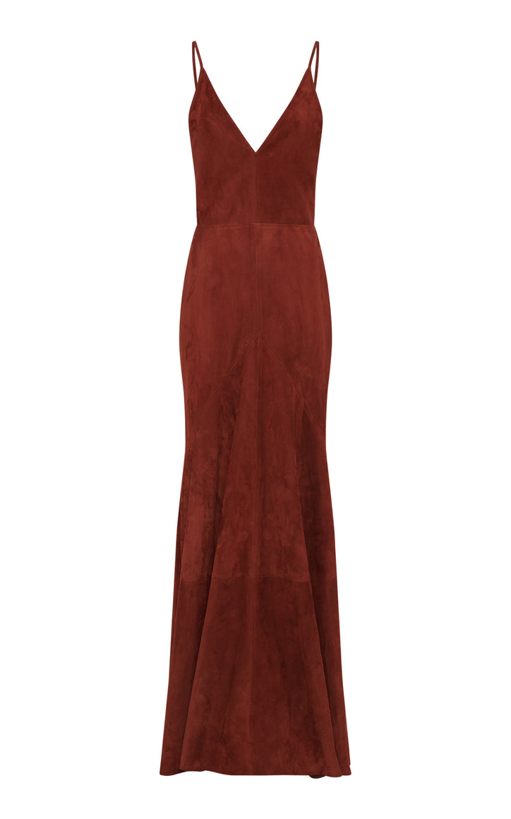 Brigita Slip Dress in Burnt Sienna Suede