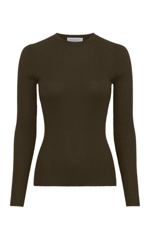Browning Knit Sweater in Olive Cashmere Silk