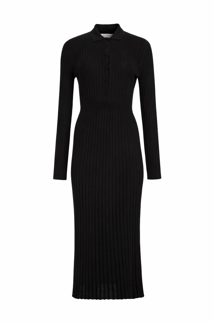 Ardor Knit Maxi Dress in Black Cashmere Silk