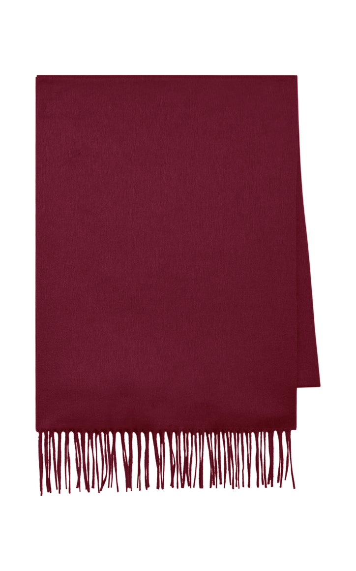 Blaine Fringe Scarf in Bordeaux Brushed Silk Cashmere