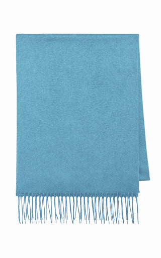 Blaine Fringe Scarf in Light Blue Brushed Silk Cashmere