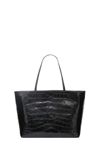Black Crocodile Leather Croco Tote Bag - Front Product View | Gabriela Hearst