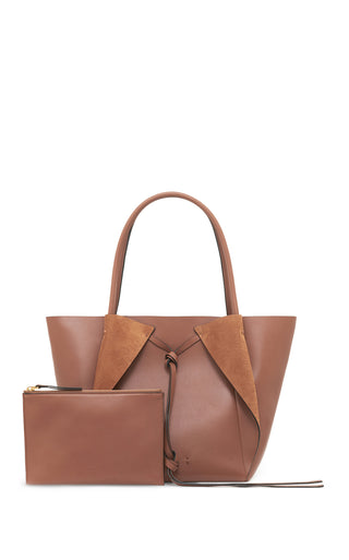 Cognac Nappa Leather Marija Tote with Pouch - Front View | Gabriela Hearst
