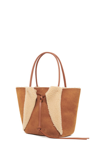 Cognac Shearling Marija Tote Bag - Side Profile | Gabriela Hearst
