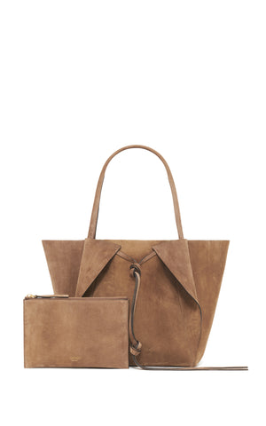 Marija Tote Bag in Dark Sand Suede