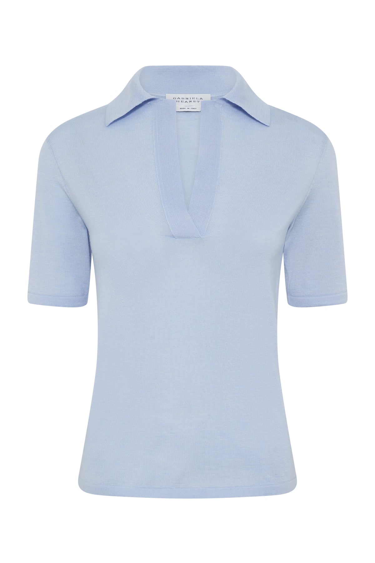 Caius Knit Short Sleeve Polo in Halogen Blue Cashmere Silk