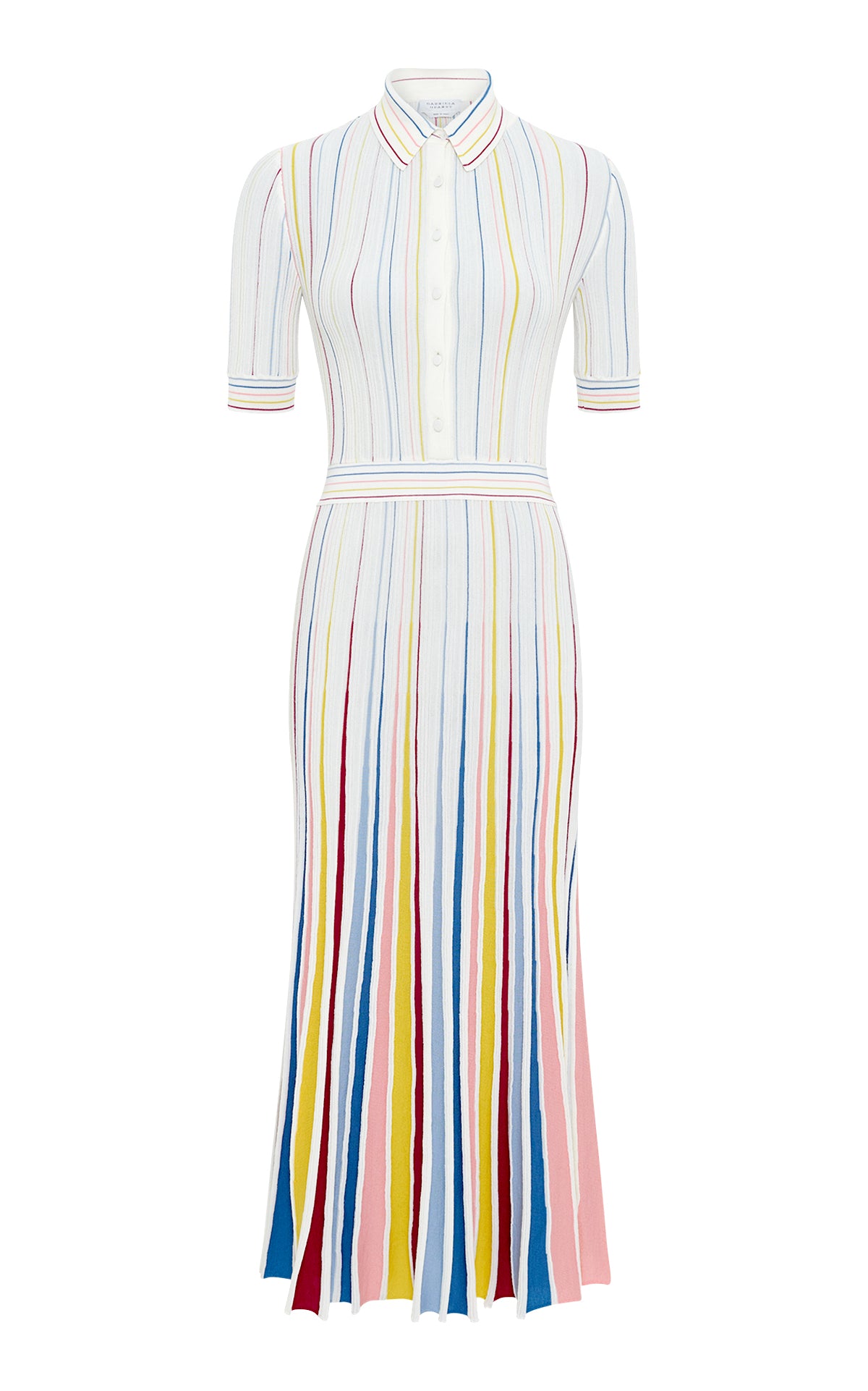 Calypso Pinstripe Knit Midi Dress in Ivory Multi Merino Wool