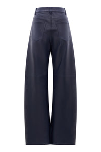 Lucian Jean in Indigo Blue Recycled Cotton Linen Denim & Textured Leather