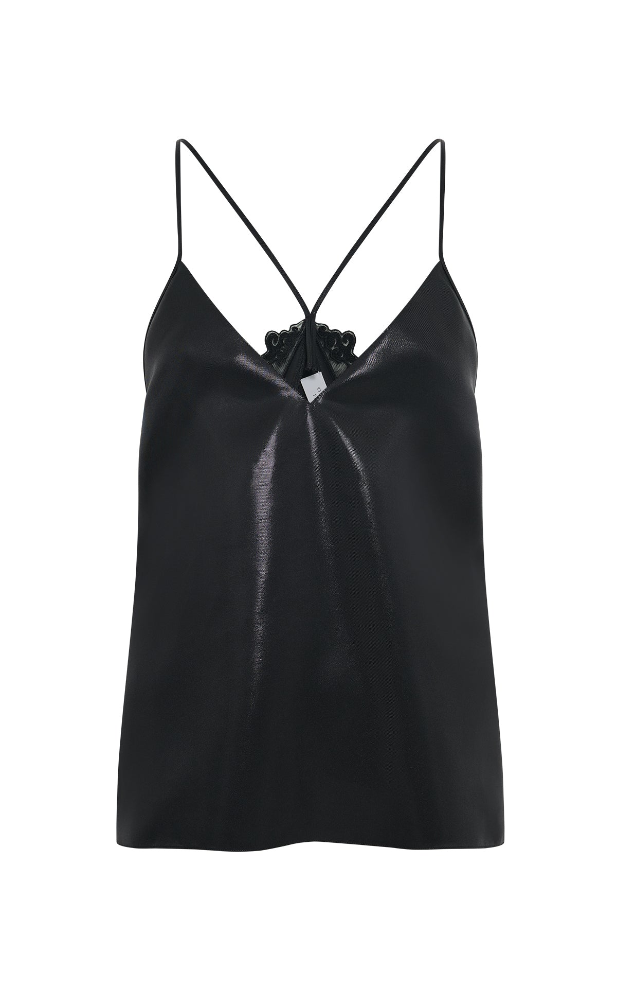 Mage Cami Top in Black Metallic Silk Twill