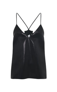 Mage Cami Top in Black Metallic Silk Twill