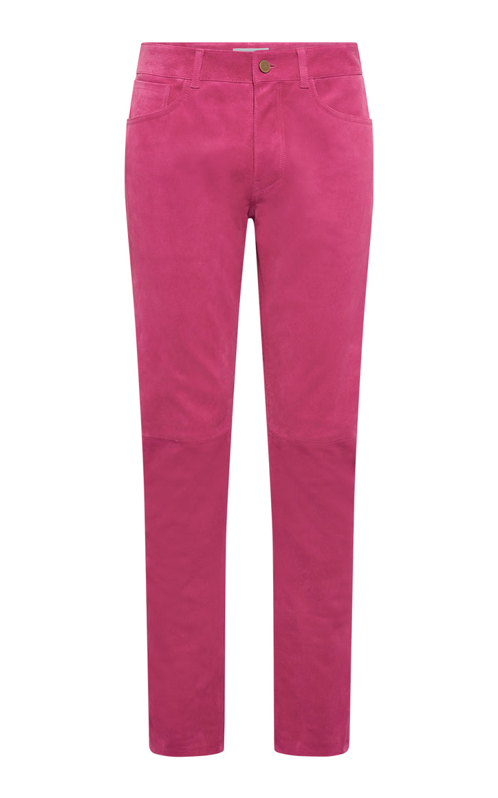 Anthony Five Pocket Pant in Fuschia Suede Corduroy