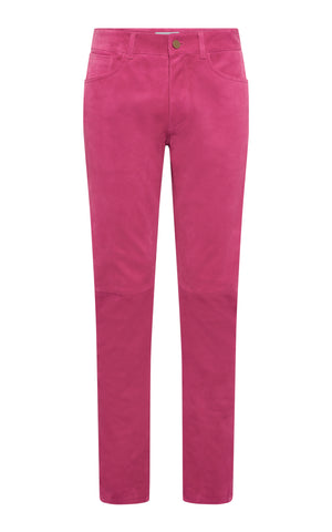 Anthony Five Pocket Pant in Fuschia Suede Corduroy