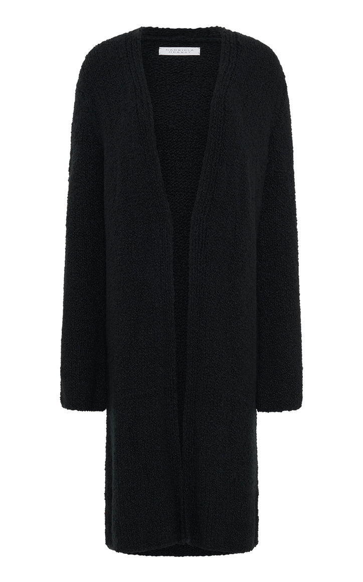Uxia Knit Cardigan in Black Cashmere Boucle