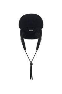 Karina Hat in Black Textured Leather and Recycled Fur