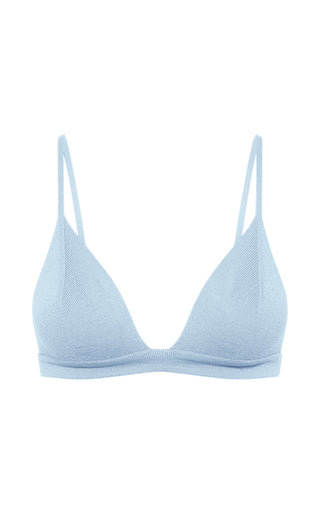 Chevier Knit Bra in Light Blue Merino Wool