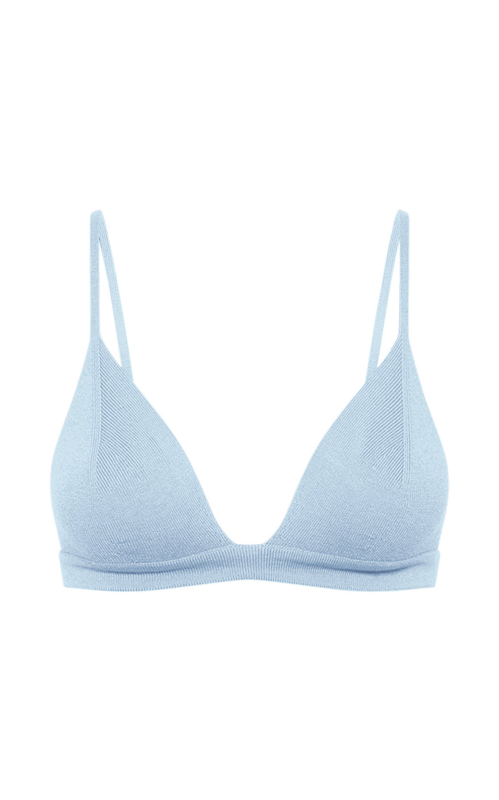 Chevier Knit Bra in Light Blue Merino Wool