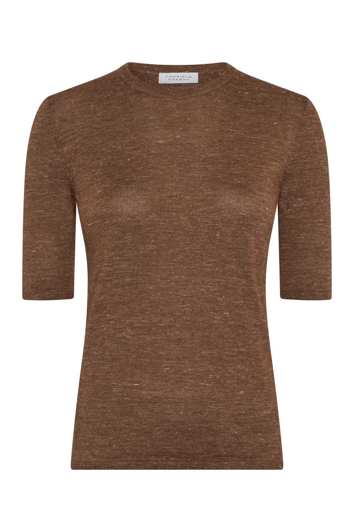Chryse Knit T-Shirt in Chestnut Cashmere Silk with Hemp
