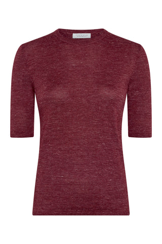 Chryse Knit T-Shirt  in Bordeaux Cashmere Silk with Hemp