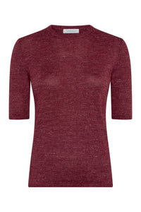Chryse Knit T-Shirt  in Bordeaux Cashmere Silk with Hemp