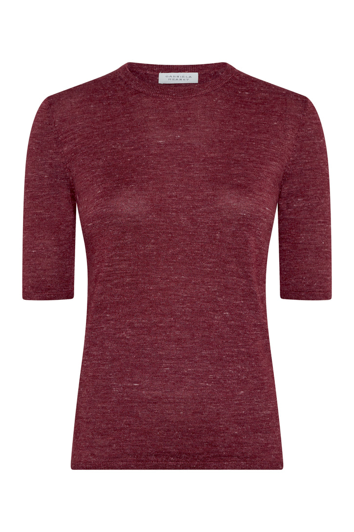 Chryse Knit T-Shirt  in Bordeaux Cashmere Silk with Hemp