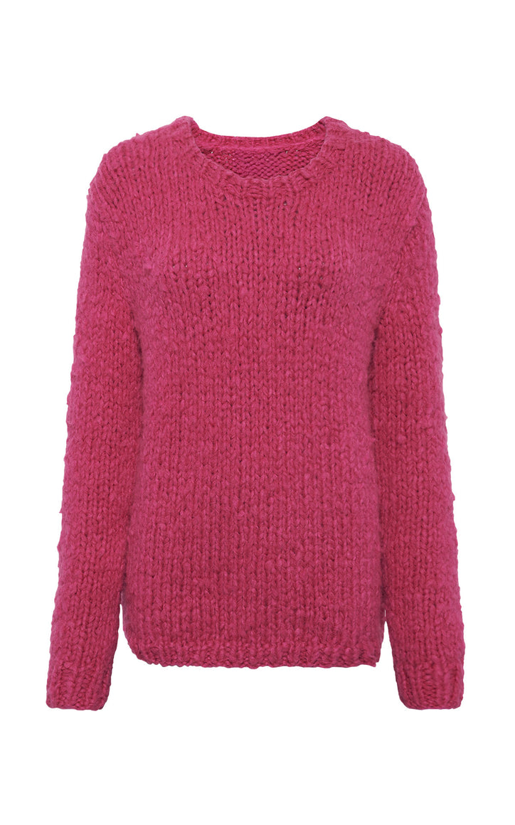 Lawrence Knit Sweater in Fuchsia Cashmere