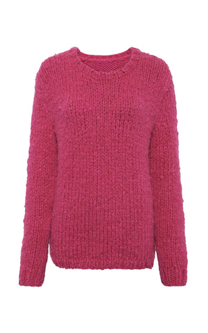 Lawrence Knit Sweater in Fuchsia Cashmere