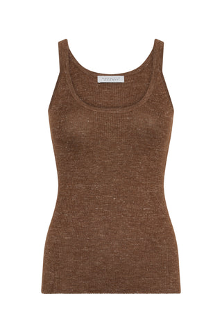 Cinxia Knit Tank Top in Chestnut Cahmere Silk with Hemp