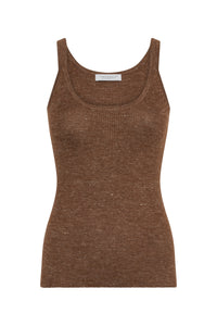 Cinxia Knit Tank Top in Chestnut Cahmere Silk with Hemp