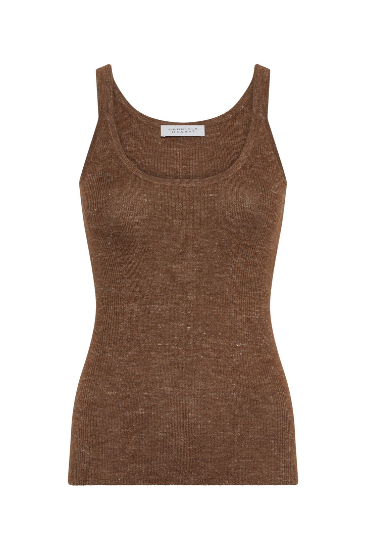 Cinxia Knit Tank Top in Chestnut Cahmere Silk with Hemp