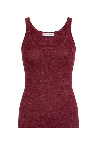 Cinxia Knit Tank Top in Bordeaux Cashmere Silk with Hemp