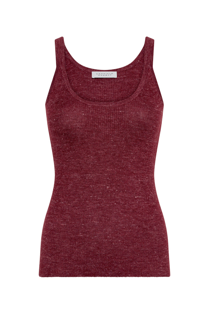 Cinxia Knit Tank Top in Bordeaux Cashmere Silk with Hemp