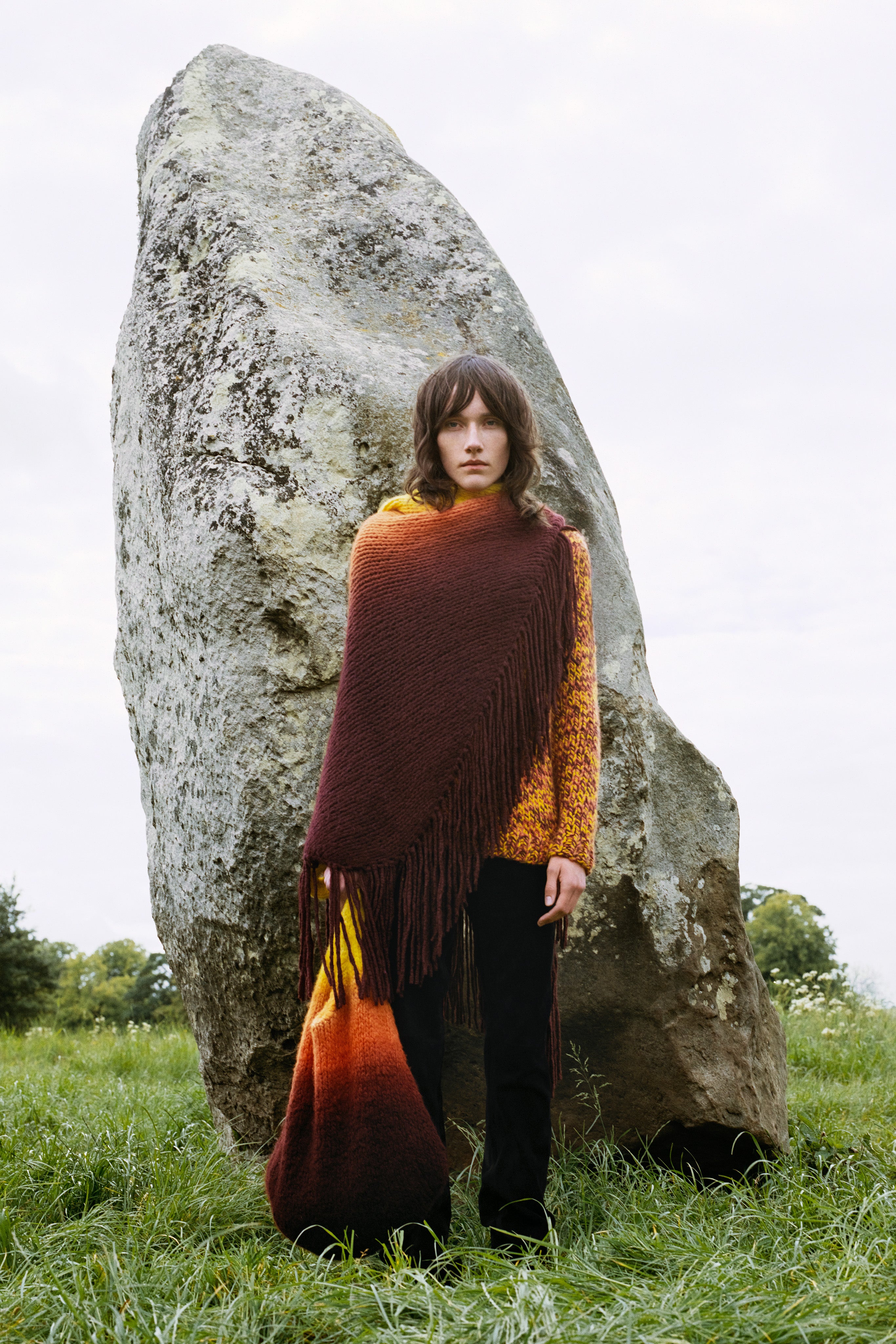 Lauren Knitted Cashmere Wrap in Dip Dye Sunrise | Gabriela Hearst