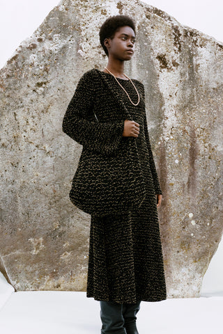 Hedone Knit Hobo Bag in Black & Gold Beaded Cashmere