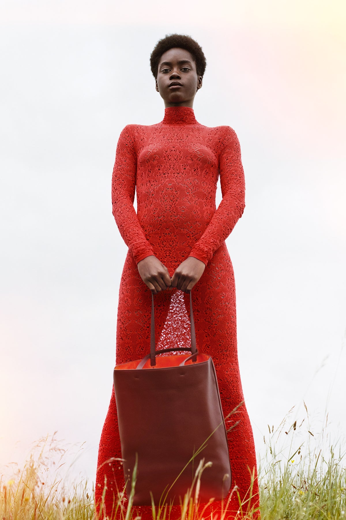 Gabriela Hearst Lethe Pointelle Knit Maxi Dress in Scarlet Red Virgin Wool Silk M Scarlet Red