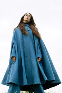 Sway Parker Cape in Light Blue Recycled Cotton Linen