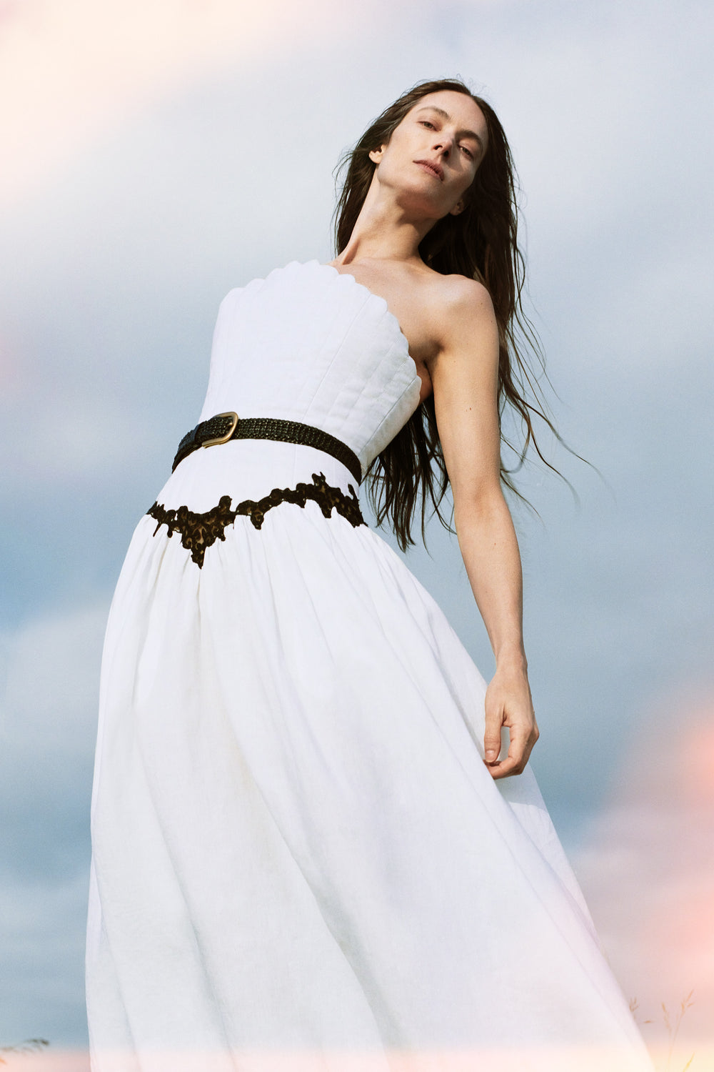 ホワイト レース マキシドレス