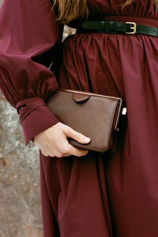 Carrington Clutch in Bordeaux Textured Leather