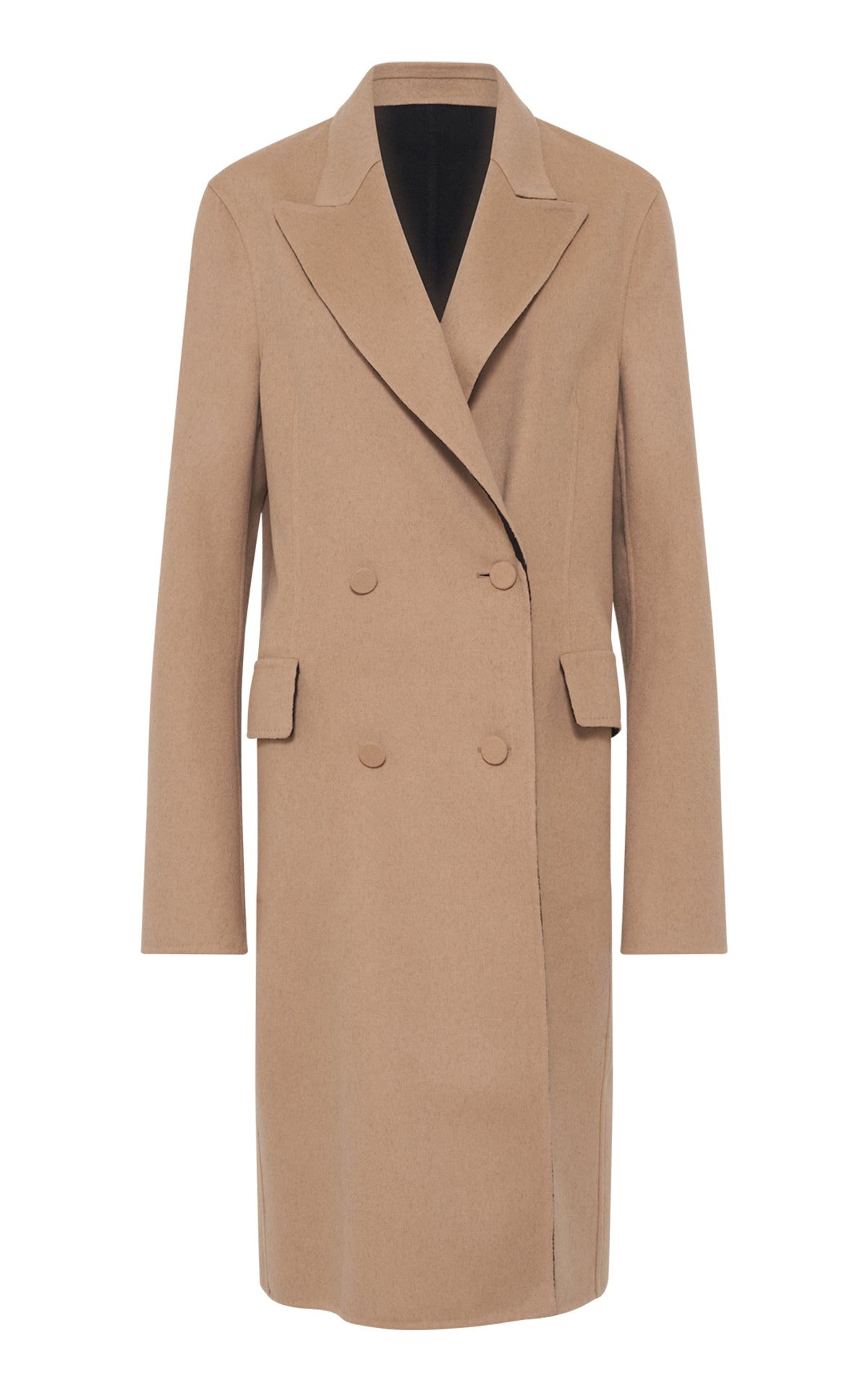 Mcaffrey Coat in Camel & Black Double-Face Cashmere