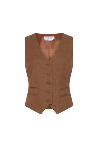 Coleridge Vest in Chestnut Wool Silk