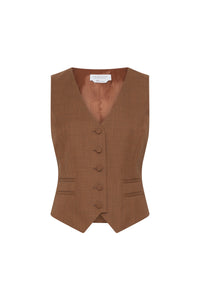 Coleridge Vest in Chestnut Wool Silk