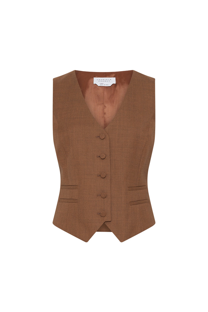 Coleridge Vest in Chestnut Wool Silk
