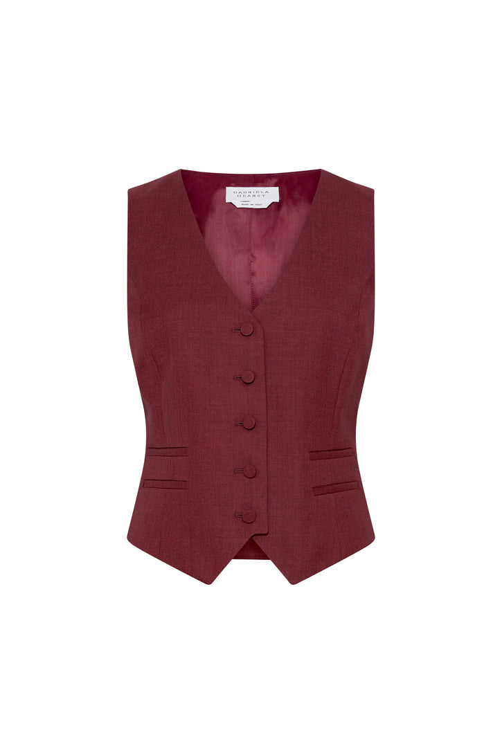 Coleridge Vest in Bordeaux Wool Silk