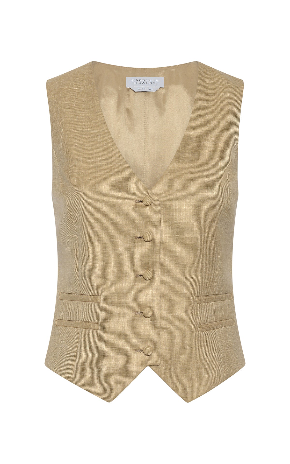 Coleridge Vest in Hay Virgin Wool Silk with Linen