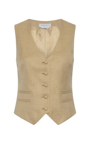Coleridge Vest in Hay Virgin Wool Silk with Linen