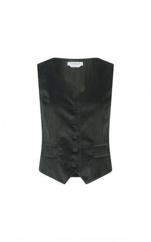 Coleridge Vest in English Green Sea Island Cotton Corduroy