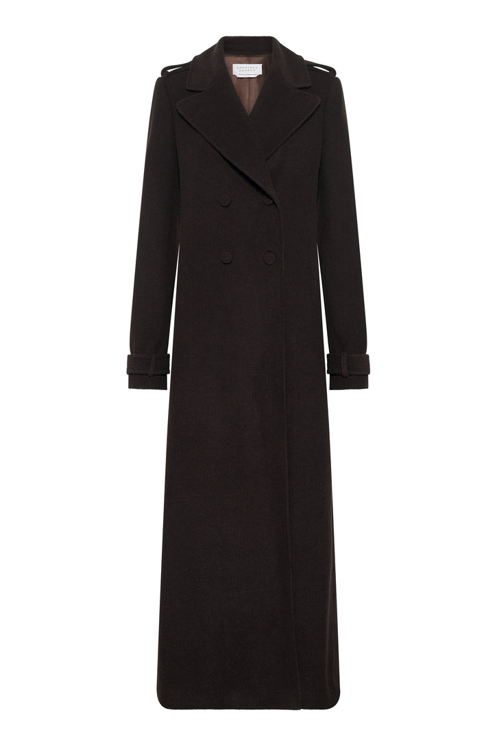 Houstt Trench Coat in Chocolate Cashmere Corduroy