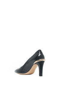 Edwina High Heel Stiletto Pump in Black Snakeskin