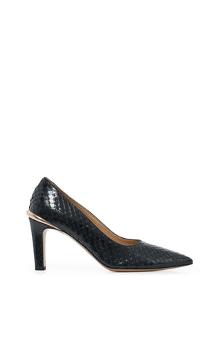 Edwina High Heel Stiletto Pump in Black Snakeskin